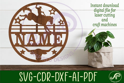 Rodeo horse name sign svg laser cut template SVG APInspireddesigns 