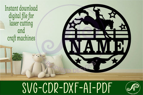 Rodeo horse name sign svg laser cut template SVG APInspireddesigns 