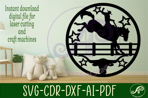 Rodeo horse rider sign svg laser cut file SVG APInspireddesigns 