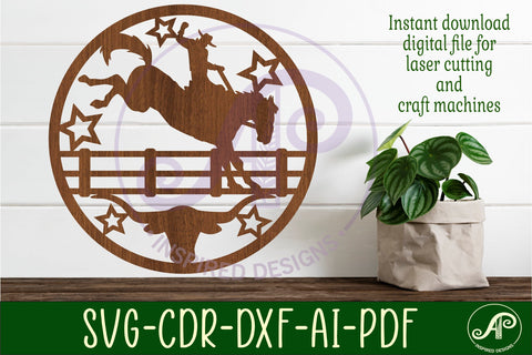 Rodeo horse rider sign svg laser cut file SVG APInspireddesigns 