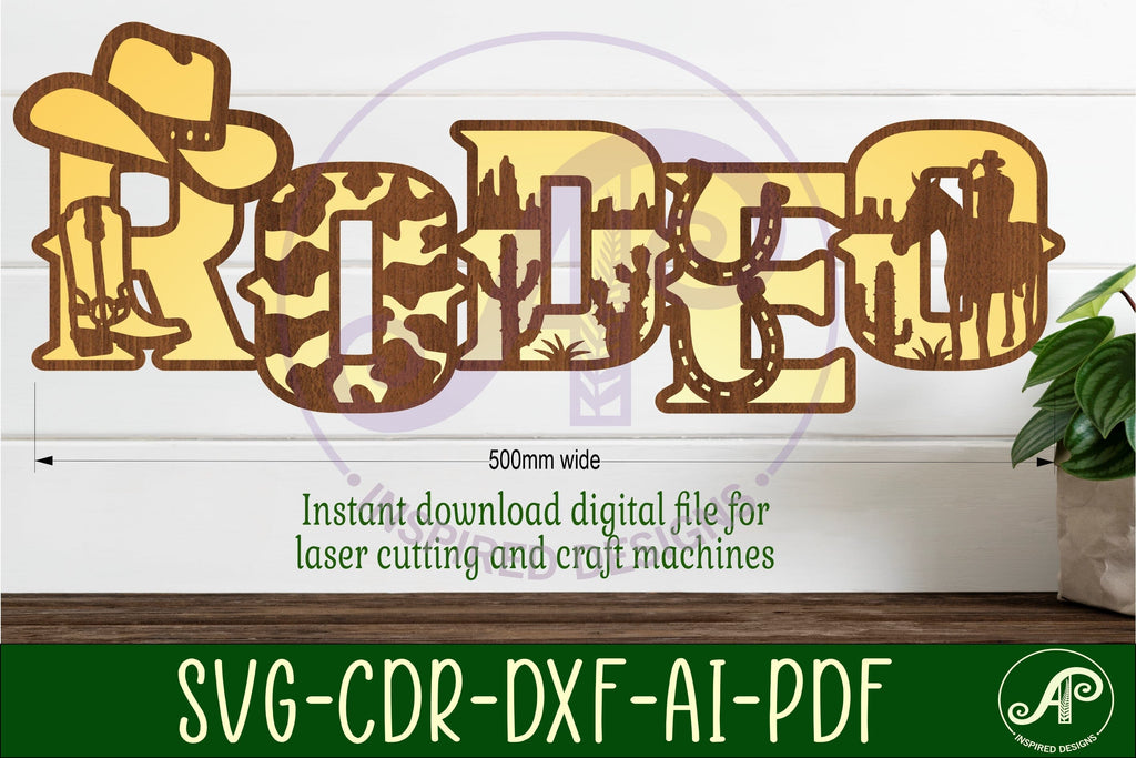 Rodeo layered wall sign svg laser cut file - So Fontsy
