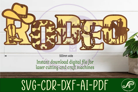 Rodeo layered wall sign svg laser cut file SVG APInspireddesigns 