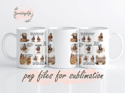 Rodeo Life Mug Wrap Design, Instant Digital Design Download Mug Wrap Design, Mug Design PNG Sublimation PrintingLife 