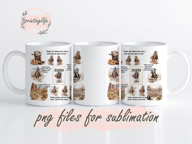 Rodeo Life Mug Wrap Design, Instant Digital Design Download Mug Wrap Design, Mug Design PNG Sublimation PrintingLife 