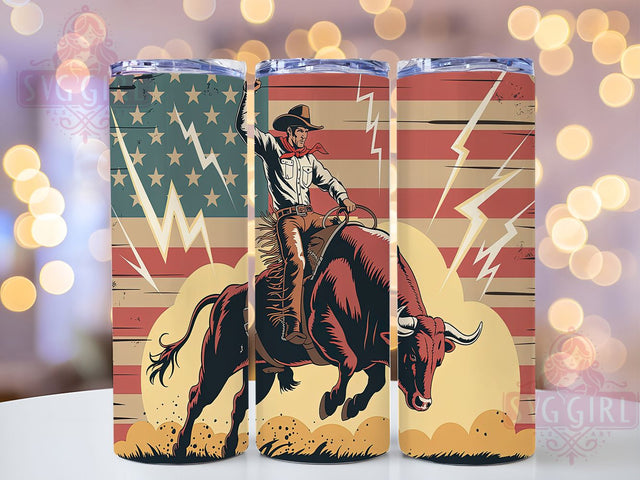 Rodeo Patriot Western Flag Tumbler Wrap, Western Flag Design, Rustic American Decor, Rodeo Patriot Art, Country Western Flag, Ranch Style Patriotic, Western USA Design Sublimation SvggirlplusArt 