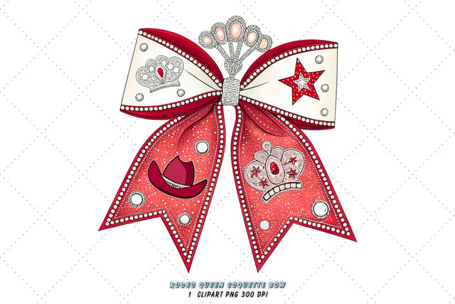 Rodeo Queen Coquette Bow Clipart, rodeo queen bow, coquette bow clipart, western glam bow, queen design art, digital bow design, sparkle rodeo bow, glam bow art, western design clipart Sublimation FloridPrintables 
