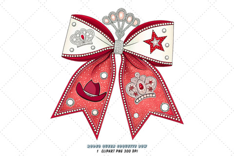 Rodeo Queen Coquette Bow Clipart, rodeo queen bow, coquette bow clipart, western glam bow, queen design art, digital bow design, sparkle rodeo bow, glam bow art, western design clipart Sublimation FloridPrintables 