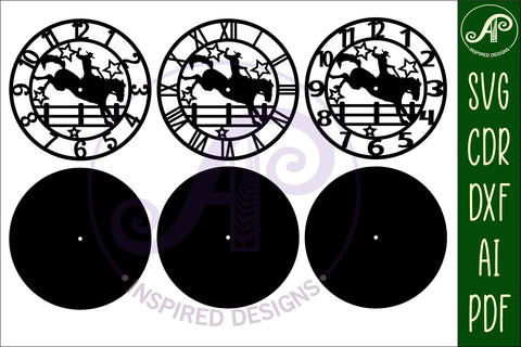Rodeo wall clock laser cut files, SVG file. vector SVG APInspireddesigns 