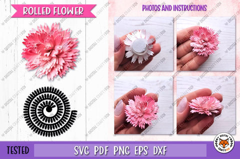 Rolled Flowers SVG, 3D Flowers Paper Cut, Flowers Template 3D Paper Digital Craftyfox 
