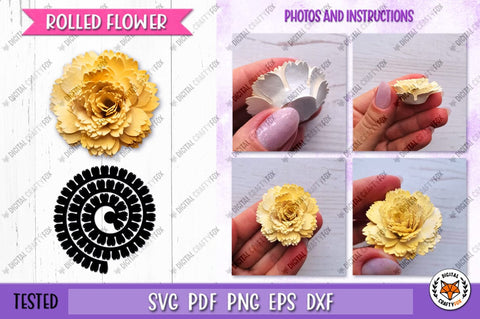 Rolled Flowers SVG, 3D Flowers Paper Cut, Flowers Template 3D Paper Digital Craftyfox 