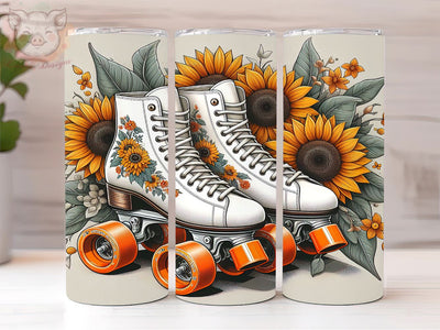 Roller Skate 20oz Tumbler Png, Straight & Tapered Tumbler Png, Sunflower Tumbler Png, Digital Download PNG Sublimation Lara' s Designs 