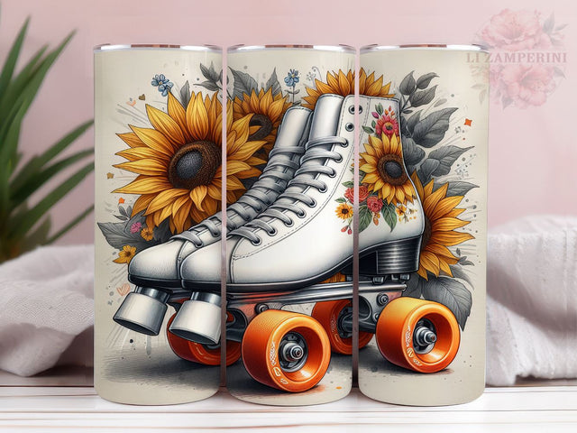 Roller Skate 20oz Tumbler Wrap PNG, Sunflower Tumbler Png, Straight & Tapered Tumbler Wrap, Instant Digital Download Sublimation Li Zamperini 