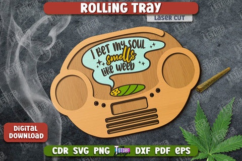 Rolling Tray Laser Cut Bundle | Tobacco Rolling | Smoke Accessory | Rolling Station | CNC Files SVG The T Store Design 