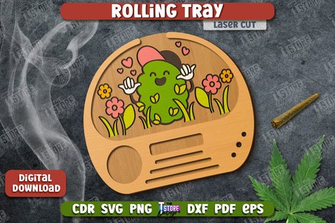 Rolling Tray Laser Cut Bundle | Tobacco Rolling | Smoke Accessory | Rolling Station | CNC Files SVG The T Store Design 