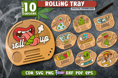 Rolling Tray Laser Cut Bundle | Tobacco Rolling | Smoke Accessory | Rolling Station | CNC Files SVG The T Store Design 
