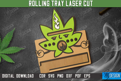 Rolling Tray Laser Cut | Tobacco Rolling | Smoke Accessory | Rolling Station | CNC File SVG Fly Design 