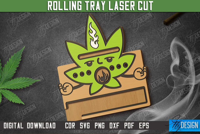 Rolling Tray Laser Cut | Tobacco Rolling | Smoke Accessory | Rolling Station | CNC File SVG Fly Design 