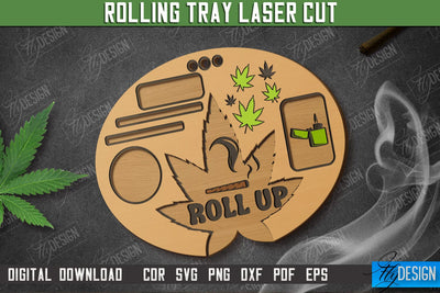 Rolling Tray Laser Cut | Tobacco Rolling | Smoke Accessory | Rolling Station | CNC File SVG Fly Design 