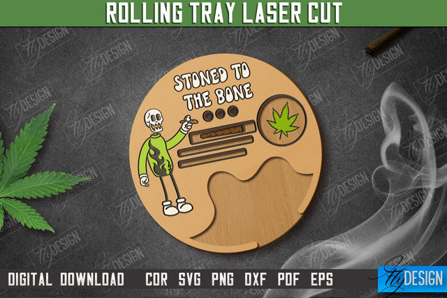Rolling Tray Laser Cut | Tobacco Rolling | Smoke Accessory | Rolling Station | CNC File SVG Fly Design 