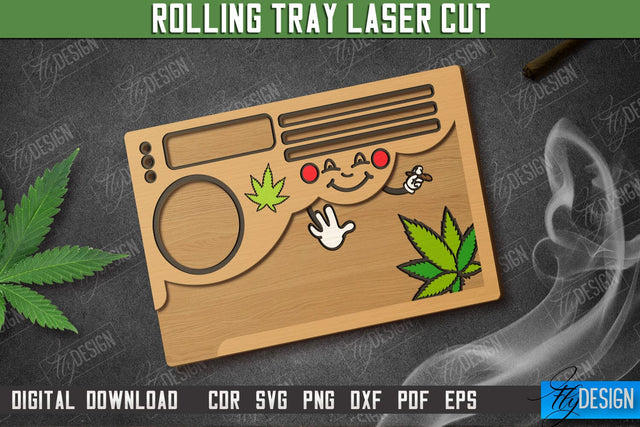 Rolling Tray Laser Cut | Tobacco Rolling | Smoke Accessory | Rolling Station | CNC File SVG Fly Design 