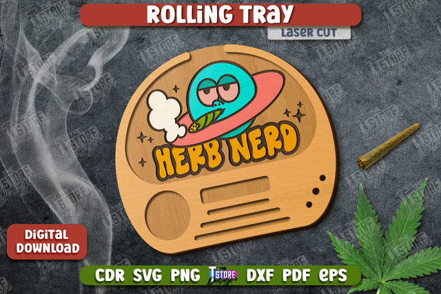 Rolling Tray Laser Cut | Tobacco Rolling | Smoke Accessory | Rolling Station | CNC File SVG The T Store Design 