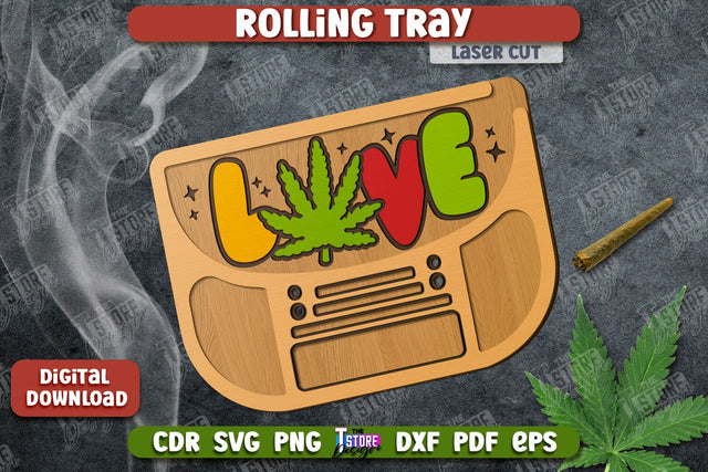 Rolling Tray Laser Cut | Tobacco Rolling | Smoke Accessory | Rolling Station | CNC File SVG The T Store Design 