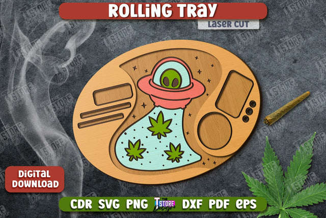 Rolling Tray Laser Cut | Tobacco Rolling | Smoke Accessory | Rolling Station | CNC File SVG The T Store Design 