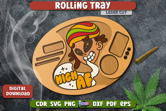 Rolling Tray Laser Cut | Tobacco Rolling | Smoke Accessory | Rolling Station | CNC File SVG The T Store Design 