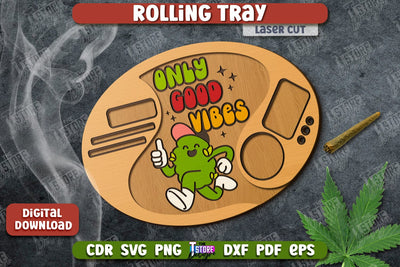 Rolling Tray Laser Cut | Tobacco Rolling | Smoke Accessory | Rolling Station | CNC File SVG The T Store Design 