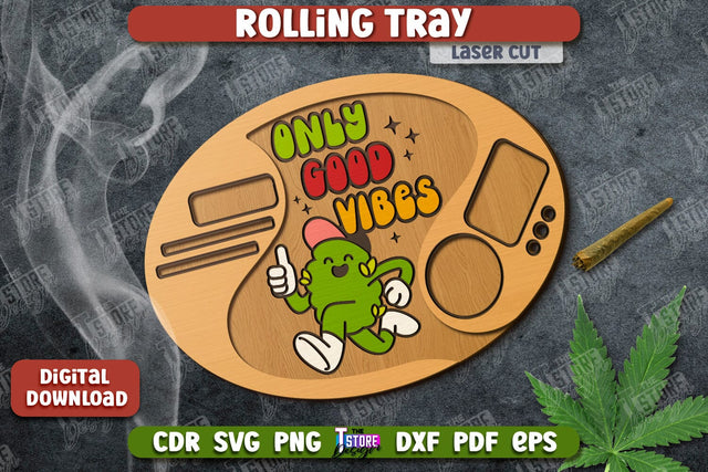 Rolling Tray Laser Cut | Tobacco Rolling | Smoke Accessory | Rolling Station | CNC File SVG The T Store Design 