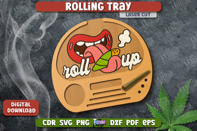 Rolling Tray Laser Cut | Tobacco Rolling | Smoke Accessory | Rolling Station | CNC File SVG The T Store Design 