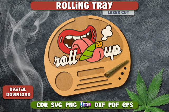 Rolling Tray Laser Cut | Tobacco Rolling | Smoke Accessory | Rolling Station | CNC File SVG The T Store Design 