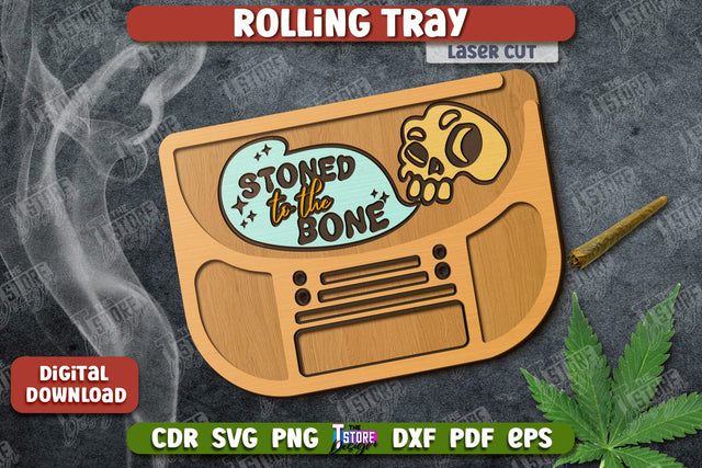 Rolling Tray Laser Cut | Tobacco Rolling | Smoke Accessory | Rolling Station | CNC File SVG The T Store Design 