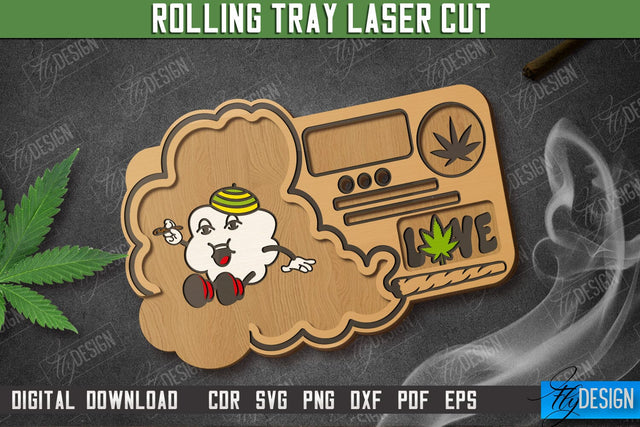Rolling Tray | Tobacco Rolling | Smoke Accessory | Rolling Station | CNC File SVG Fly Design 