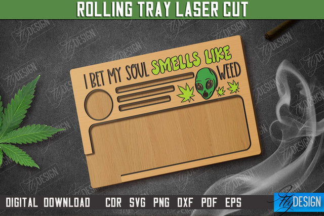 Rolling Tray | Tobacco Rolling | Smoke Accessory | Rolling Station | CNC File SVG Fly Design 