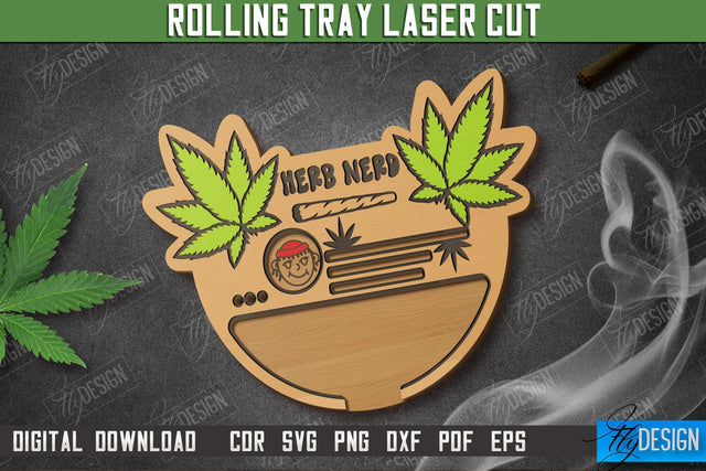 Rolling Tray | Tobacco Rolling | Smoke Accessory | Rolling Station | CNC File SVG Fly Design 