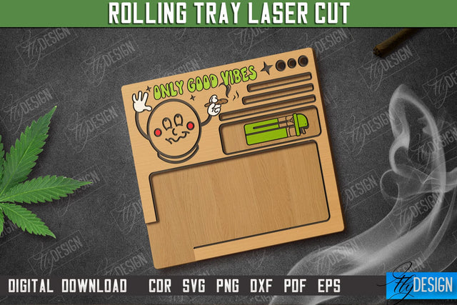 Rolling Tray | Tobacco Rolling | Smoke Accessory | Rolling Station | CNC File SVG Fly Design 