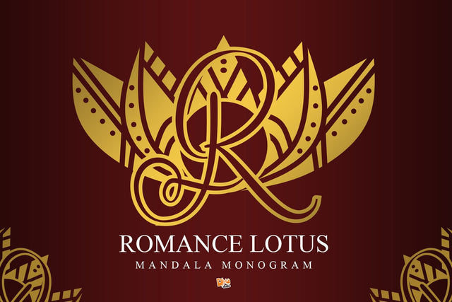 Romance Lotus Mandala Monogram Font Dm Letter Studio 