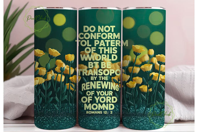 Romans 12:2 Floral Tumbler Wrap Sublimation PixelChick 