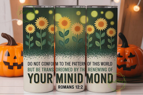 Romans 12:2 Floral Tumbler Wrap Sublimation PixelChick 