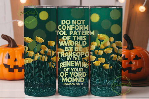 Romans 12:2 Floral Tumbler Wrap Sublimation PixelChick 