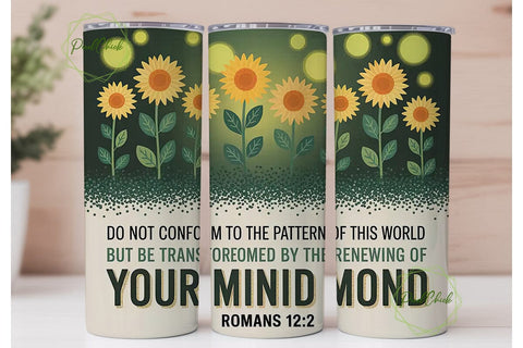 Romans 12:2 Floral Tumbler Wrap Sublimation PixelChick 
