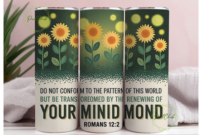Romans 12:2 Floral Tumbler Wrap Sublimation PixelChick 