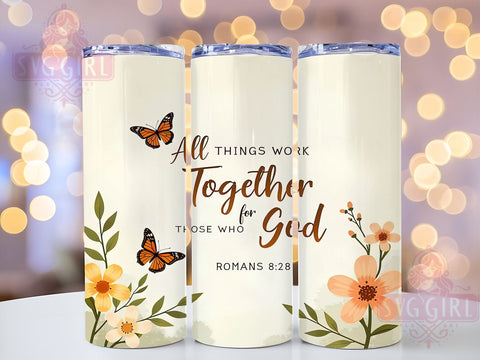 Romans 828 Tumbler Wrap, Christian Bible Verse Tumbler, 20oz Sublimation Design, Faith-Based Drinkware, Inspirational Tumbler, Religious Gifts, Scripture Tumbler Design Sublimation SvggirlplusArt 