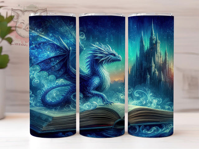 Romantasy Dragon Book Tumbler, Romantasy Reader Tumbler, 20oz Tumbler Wrap, Sublimation Design, Fantasy Dragon Gift, Mythical Reader Wrap, Enchanted Book Lover Tumbler Sublimation Lara' s Designs 