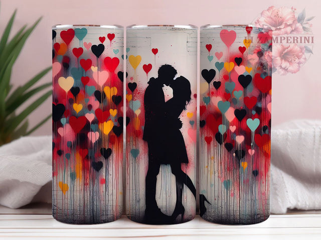 Romantic Abstract Heart Tumbler, Silhouette Love Pattern, Abstract Heart Design, 20Oz Sublimation Wrap, Artistic Love Art, Modern Heart Texture, Tumbler Sublimation Sublimation Li Zamperini 