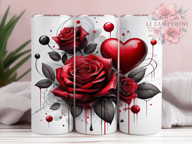 Romantic Alcohol Ink Rose Tumbler, Valentine Gift Pattern, Romantic Floral Heart Design, 20Oz Sublimation Wrap, Artistic Ink Art, Elegant Rose Texture, Tumbler Sublimation Sublimation Li Zamperini 