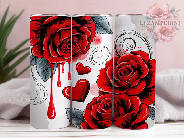 Romantic Alcohol Ink Rose Tumbler, Valentine Gift Pattern, Romantic Floral Heart Design, 20Oz Sublimation Wrap, Artistic Ink Art, Elegant Rose Texture, Tumbler Sublimation Sublimation Li Zamperini 