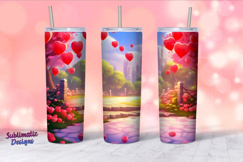 Romantic Background Tumbler Wrap Bundle | Valentine's Background 20oz Skinny Tumbler Wrap Sublimation Sublimatiz Designs 