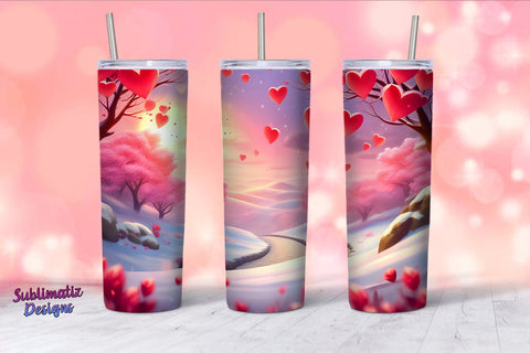 Romantic Background Tumbler Wrap Bundle | Valentine's Background 20oz Skinny Tumbler Wrap Sublimation Sublimatiz Designs 